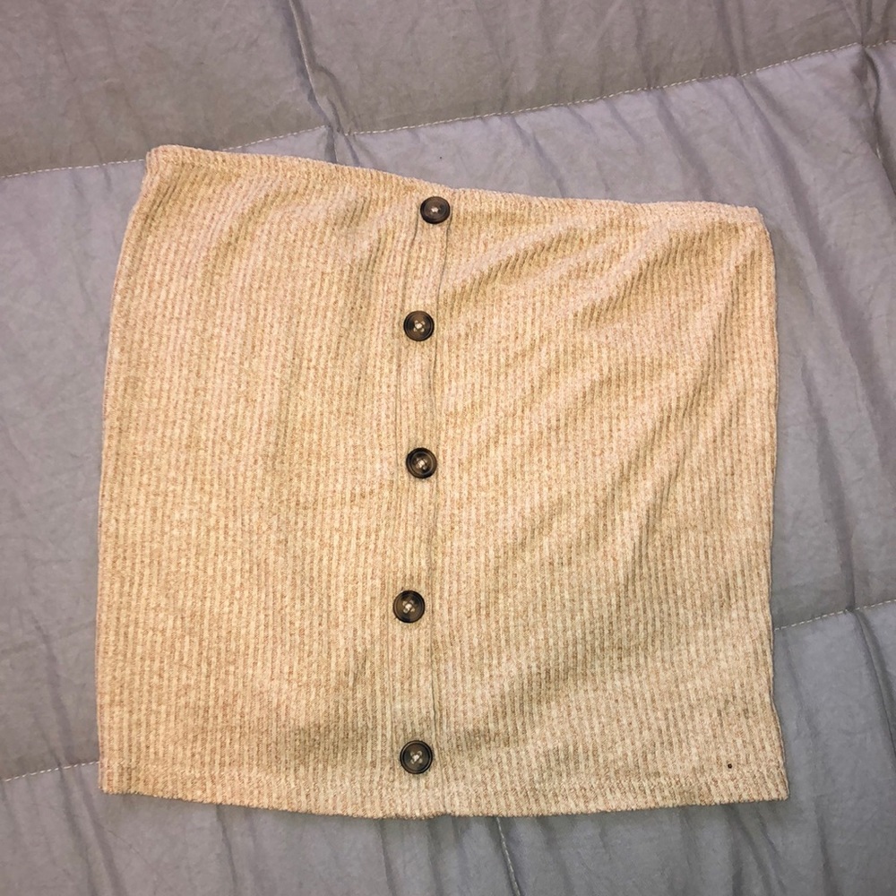 tan button tube top